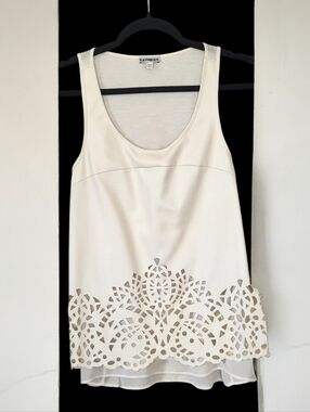 Express Ivory Cut Our Racer Back Faux Leather Tank Top. Size S